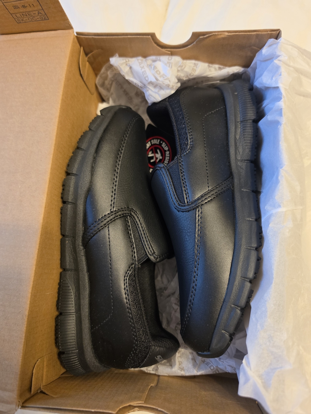 Skechers Black Slip-On Work Loafers